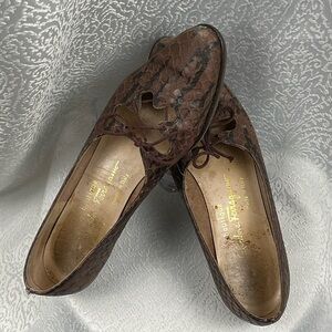 Salvatore Ferragamo Brown Lace-Up Flats